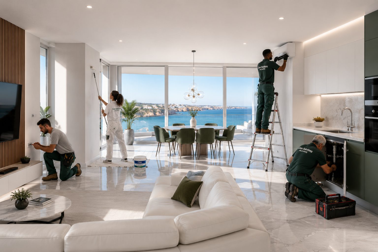 Tradespeople working