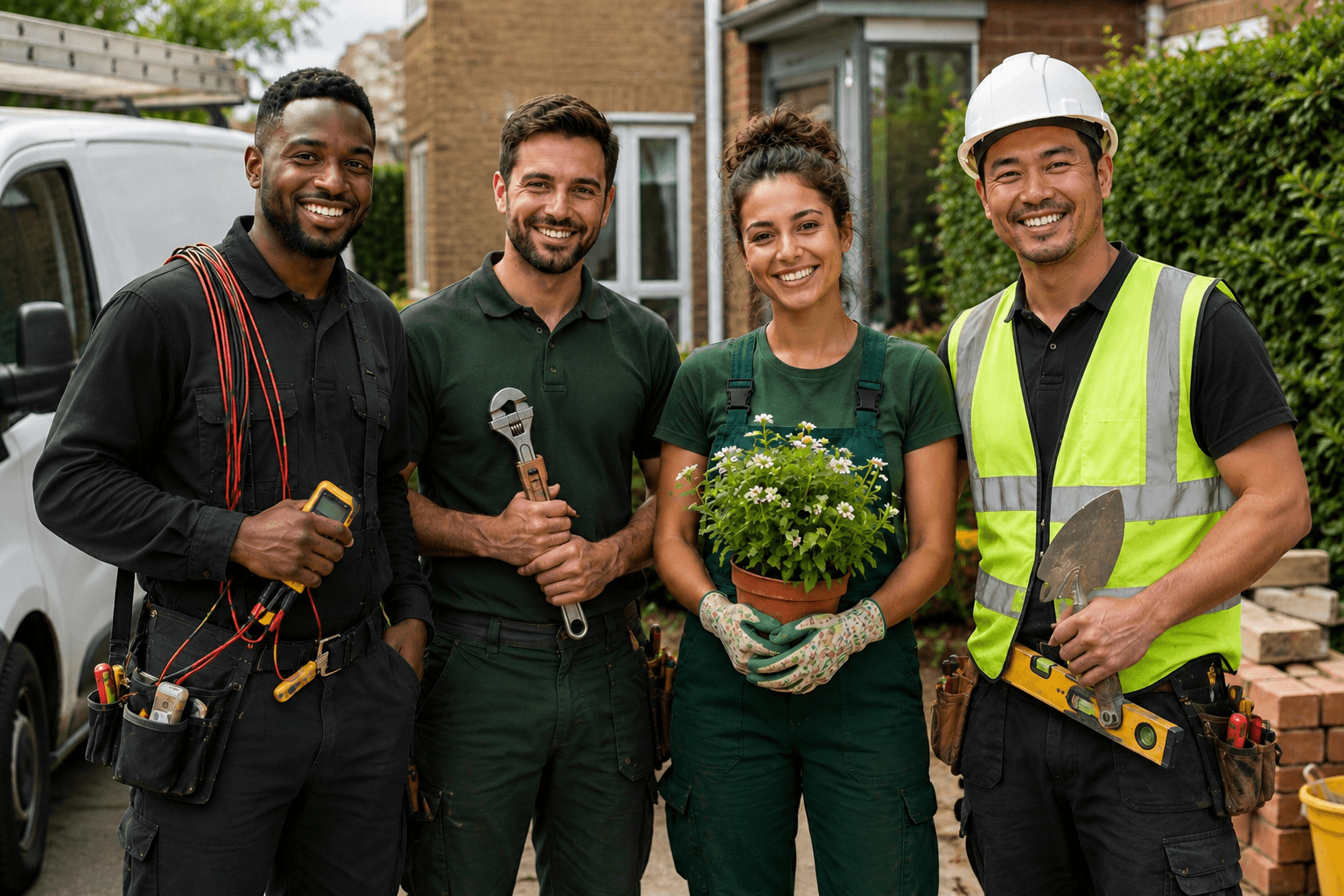 Tradespeople working